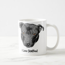 Café Cabeça de Staffie, "eu amo Staffies!" Caneca