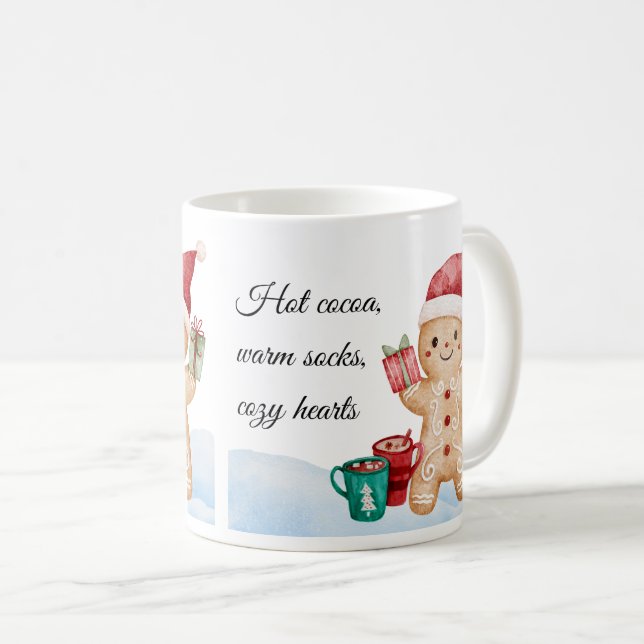 Café Cacau quente, Meias quente - Caneca de Natal (Frente Esquerda)