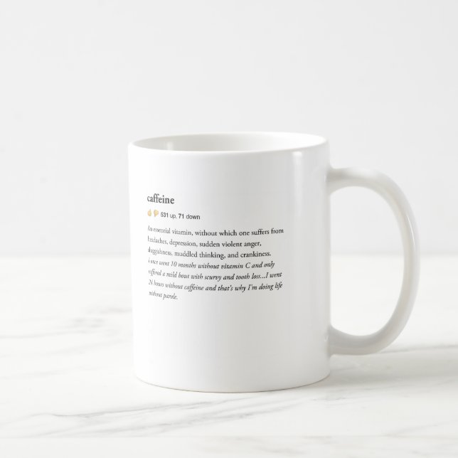 Café cafeína - caneca de dicionário urbano (Direita)