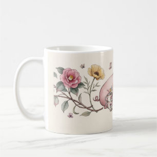 Café Camélia Bule de Chá Porco Caneca de Chá Aquarela