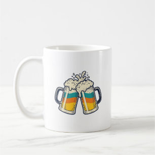 Café Camisa Vector de Caneca de Cerveja Arco-Íris Vinta