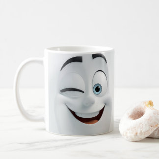 Café Caneca 3D de Rosto de Desenho Animado Piscando 3