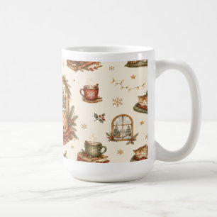 Café Caneca Aconchegante de Gato de Inverno e Cacau Cot