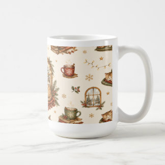 Café Caneca Aconchegante de Gato de Inverno e Cacau Cot