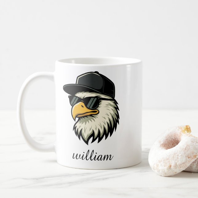 Café Caneca Águia Personalizada para Fã de Futebol | Ca (Com Donut)