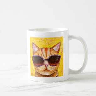 Café Caneca alaranjada do gato de gato malhado da