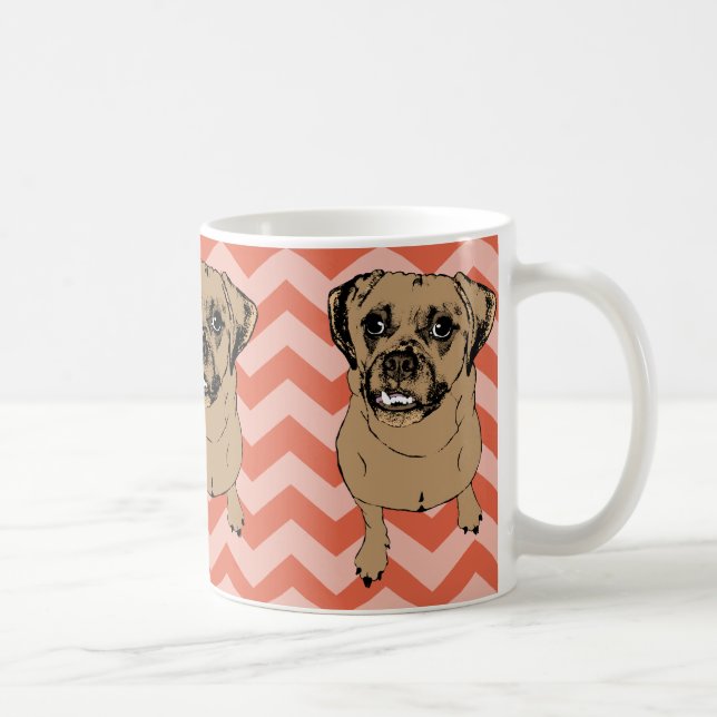 Café Caneca alaranjada monocromática lunática de Puggle (Direita)