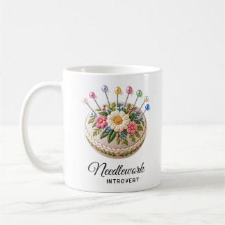 Café Caneca Almofada de Alfinetes Bordada — Introvertid