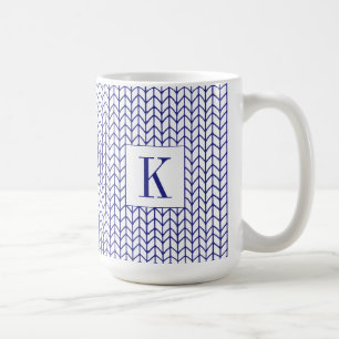 Café Caneca Alta de Cerâmica Branca com LINHA AZUL TRIC