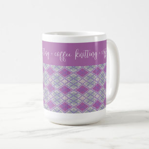 Café CANECA ALTA "tricô + café" DE MALHA ARGYLE LILÁS