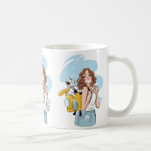 Café Caneca Amante de Gatos – Mulher Estilosa com Gato