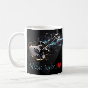 Café caneca Amante de Música guitarra preta