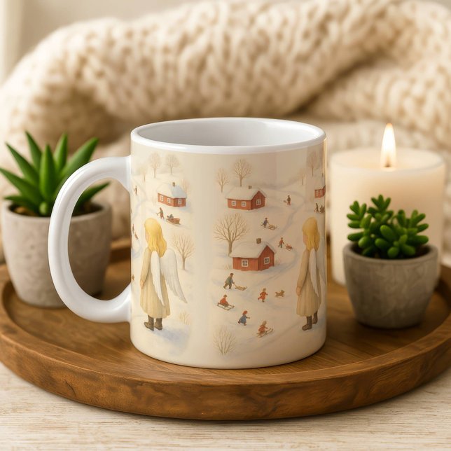 Café Caneca Anjo de Inverno Presente Vila de Natal (Criador carregado)