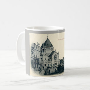 Café Caneca antiga do cartão da sinagoga de Strasbourg