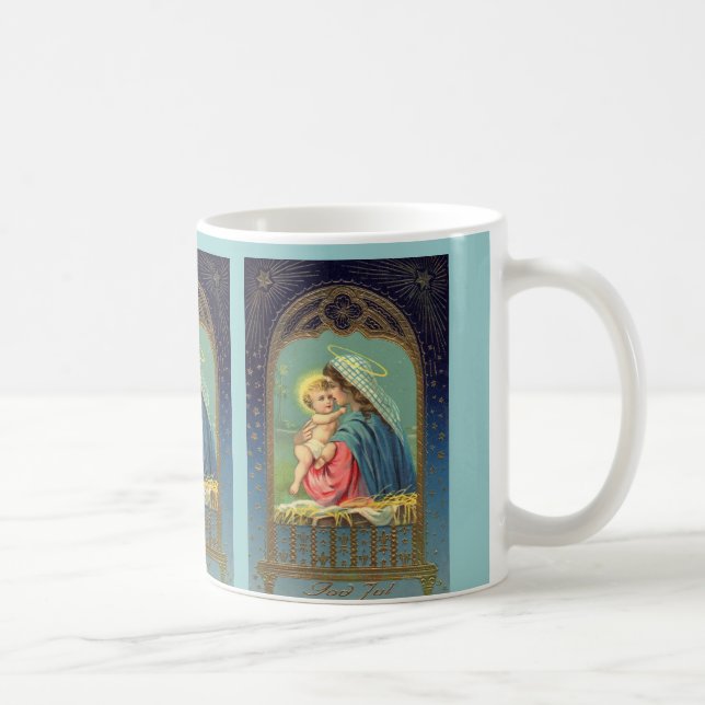 Café Caneca antiga do estilo de Jesus da Virgem Maria e (Direita)
