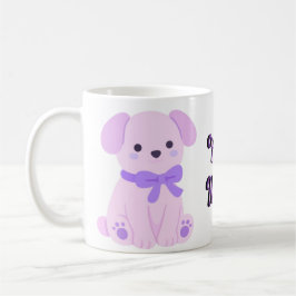 Café Caneca Arco-íris de Cachorrinho Sentado Fofa Kawai
