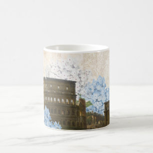 Café Caneca azul antiga do Hydrangea de Roma