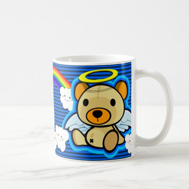 Café Caneca azul bonito do anjo do urso de ursinho (Direita)
