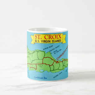 Café Caneca Azul com Mapa de St Croix