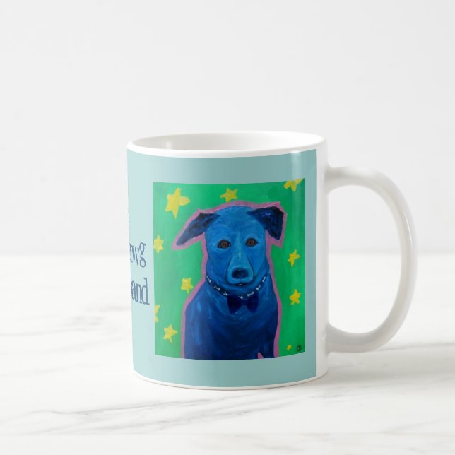 Café caneca azul da banda de corda do dawg (Direita)