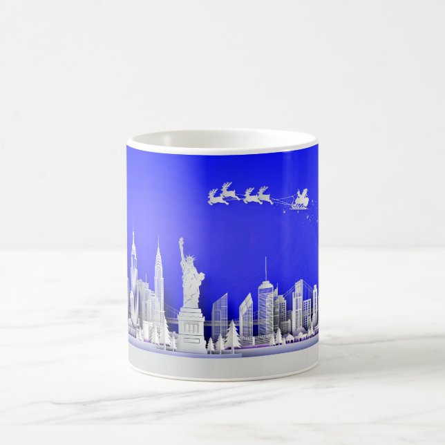 Café Caneca Azul de Natal sobre a Cidade de Nova York (Centro)
