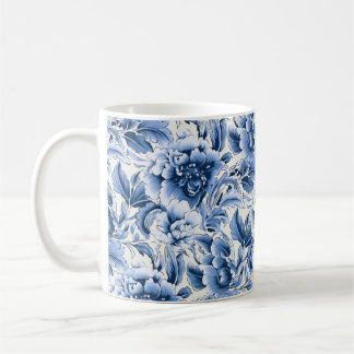 Café Caneca azul de toile francesa & toile de Jouy