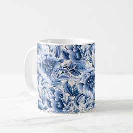Café Caneca azul de toile francesa & toile de Jouy