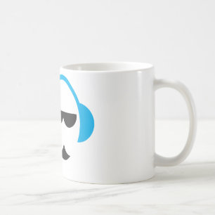 Café Caneca azul dos fones de ouvido