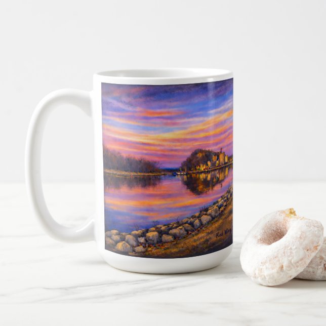 Café Caneca Barn Bluff, Pôr do sol vibrante de Red Wing (Com Donut)