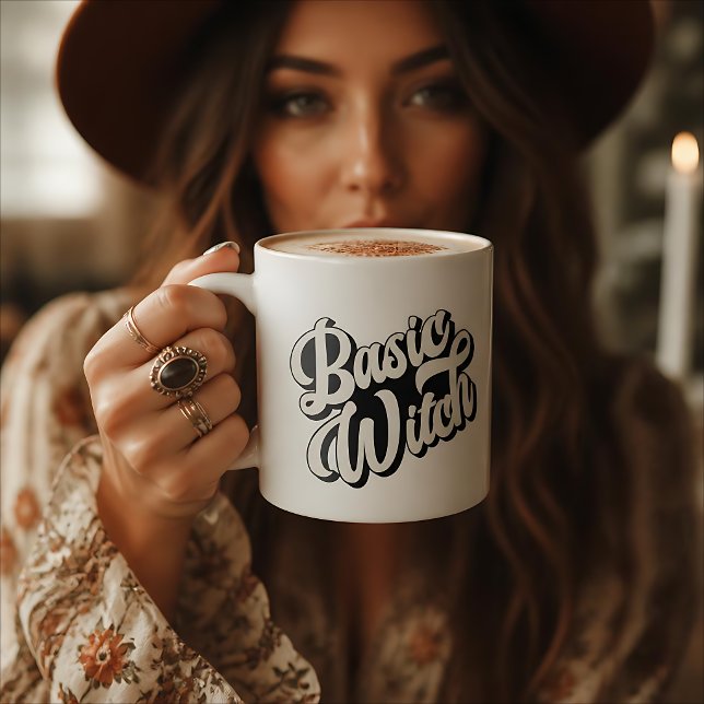 Café Caneca Básica de Bruxa Estilo Retro (Criador carregado)