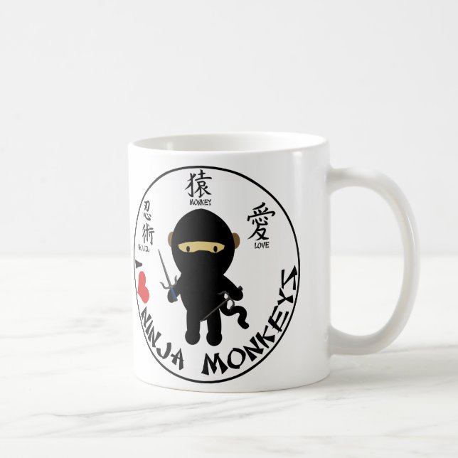 Café Caneca básica - macacos do ninja do amor de I (Direita)