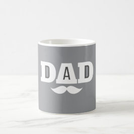 Café Caneca Bigode de Papai Cinza e Branco