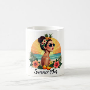 Café Caneca Boho Garota de Verão Pôr do Sol Tropical