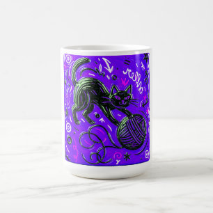 Café Caneca Bola de Fio de Gato Preto