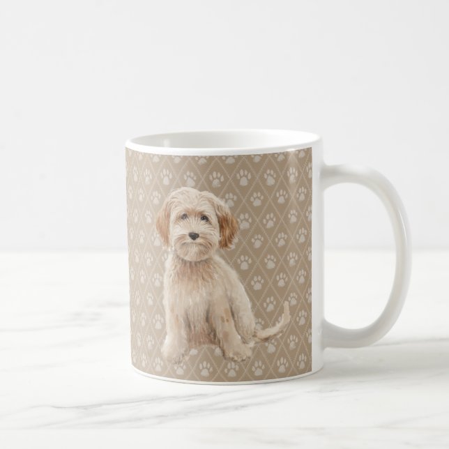 Café Caneca bonita das pinturas do cão de Labradoodle (Direita)