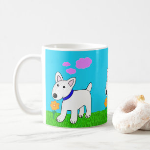 Café Caneca bonito da flor de w do cão de Kawaii bull