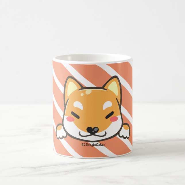 Café Caneca bonito do branco de Shiba Inu (Centro)