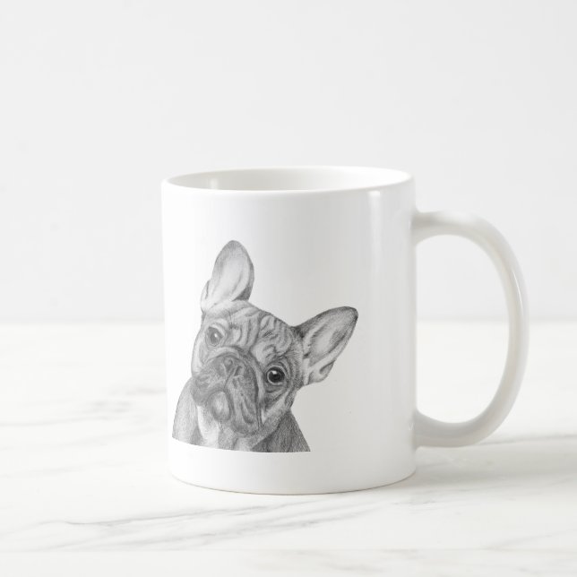 Café Caneca bonito do buldogue francês pela pedra de (Direita)