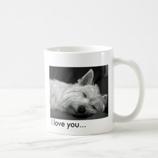 Café Caneca bonito do cão de Westie (montanhas