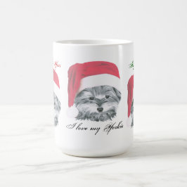 Café Caneca bonito do cão de Yorkie do Natal