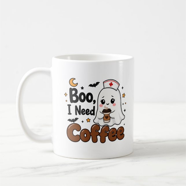Café Caneca Boo Preciso de Café, Presente de Halloween  (Esquerda)