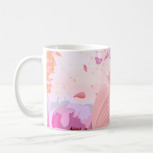 Café Caneca Borboleta Flor de Cerejeira Rosa Floral P
