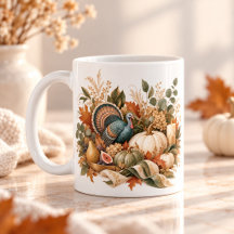 Caneca Botânica Elegante de Ação de Graças – Colhe