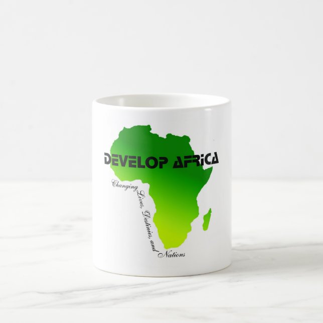 Café caneca branca clássica com esboço de África (Centro)