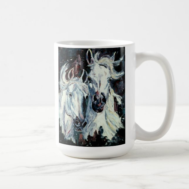Café Caneca branca clássica de dois Arabians brancos (Direita)