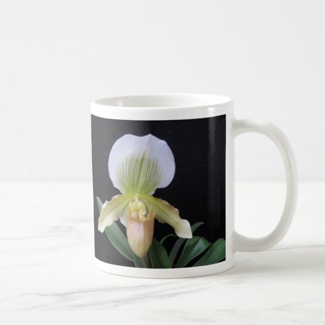 Café Caneca branca da orquídea de deslizador (Direita)