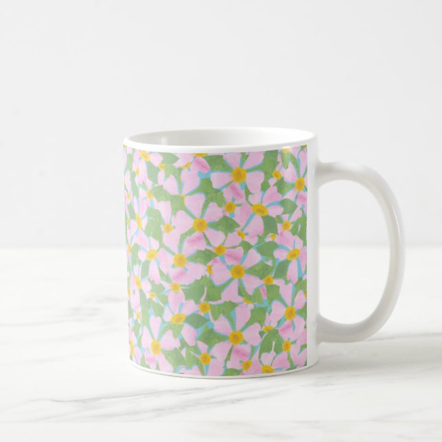 Café Caneca Branca de Café: Cães Rosa em Azul-Céu (Direita)