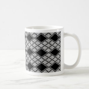 Café Caneca branca de MALHA ARGYLE PRETA 