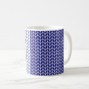 CAFÉ CANECA BRANCA DE MALHA AZUL E BRANCA