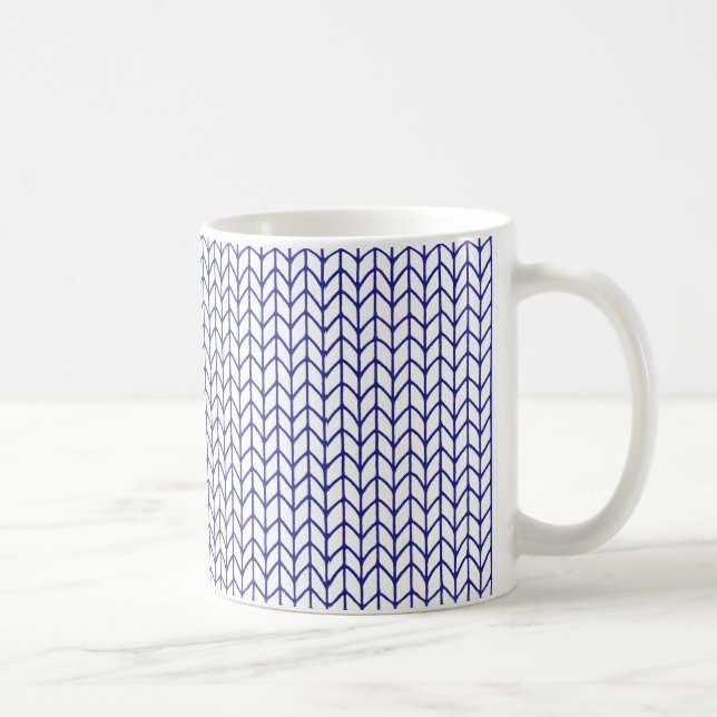 Café Caneca branca de MALHA AZUL LINHA (Direita)